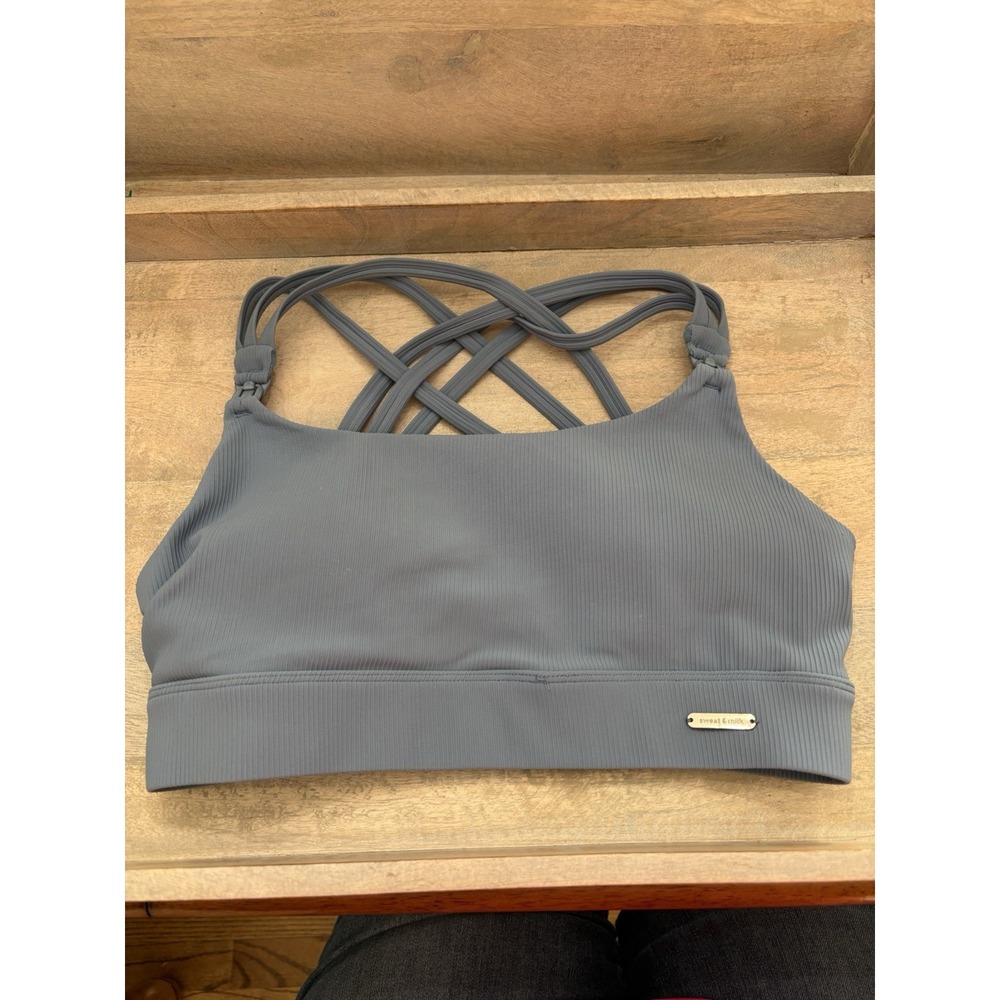 Sweat And Milk‎ Chloe 3 Running Maternity Nursing Sports Bra Blue Size XS